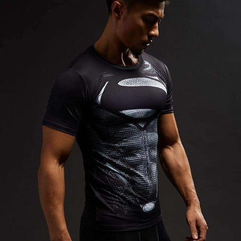 SUPERMAN BLACK MAN OF STEEL Compression Shirt