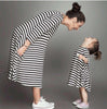 Image of Mom and Daughter Black thin stripe dress