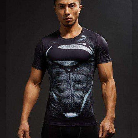 SUPERMAN BLACK MAN OF STEEL Compression Shirt