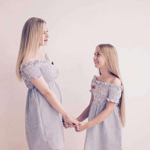 Mom and Daughter Striped Dress