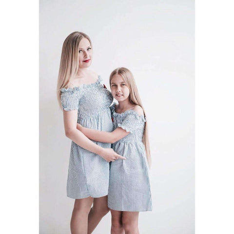 Mom and Daughter Striped Dress